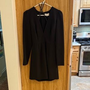 Gianni Bini Black Long-Sleeve V-Neck Mini Dress